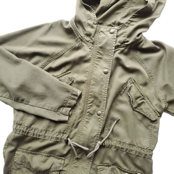 American Eagle Outfitters Jackets & Blazers - Military Style Field Jacket Sz M Hooded Olive Army Green Utility Chore Barn Coat